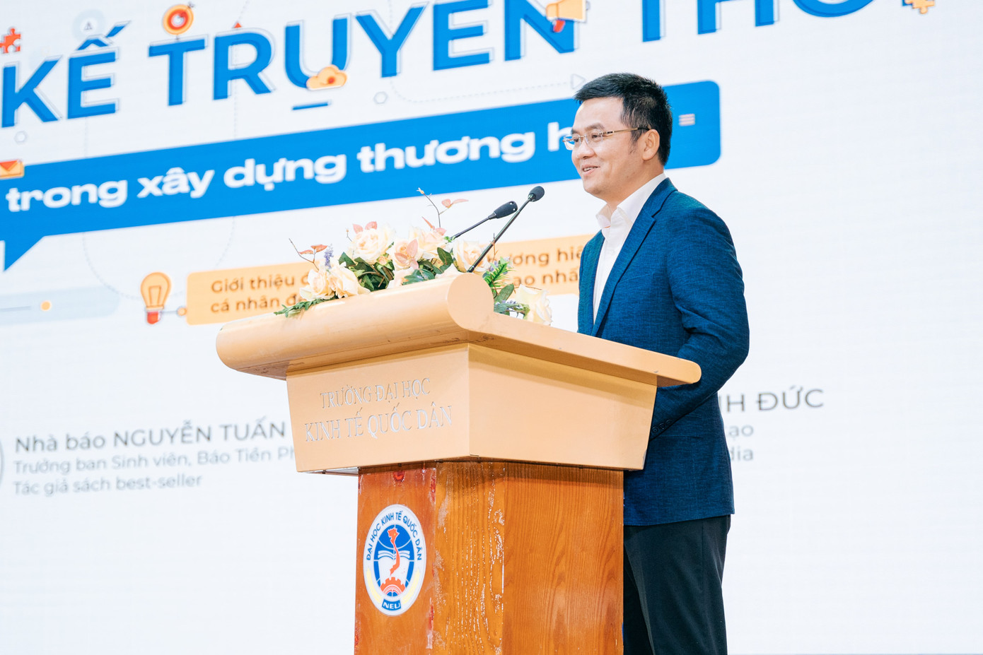 Thạc sĩ Nguyễn Hoàng Hà – Trưởng phòng Công tác Chính trị và Quản lý Sinh viên, Trường Đại học Kinh tế Quốc dân phát biểu đáp từ.