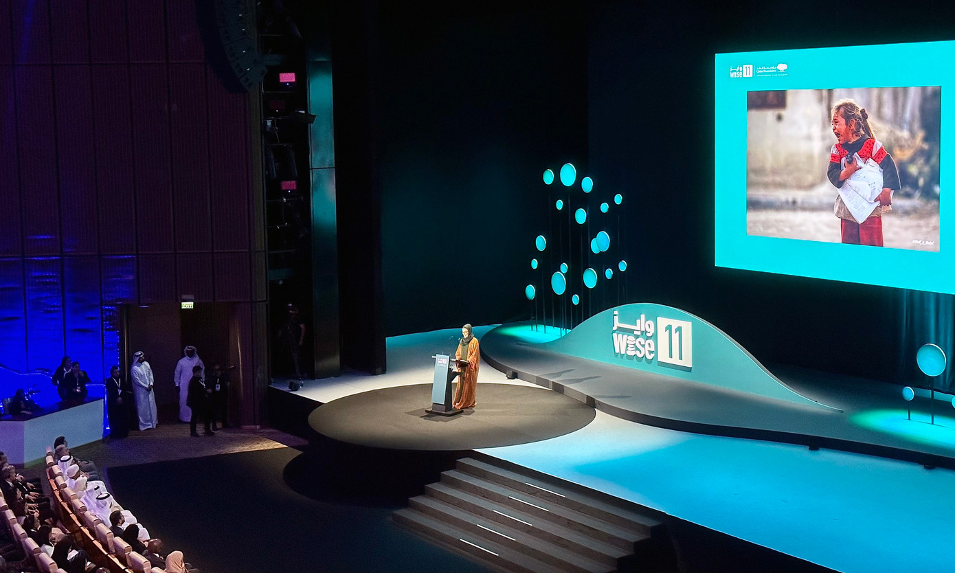 Đại diện hoàng gia Qatar phát biểu khai mạc WISE lần thứ 11. Ảnh: Ban Quốc tế T.Ư Đoàn