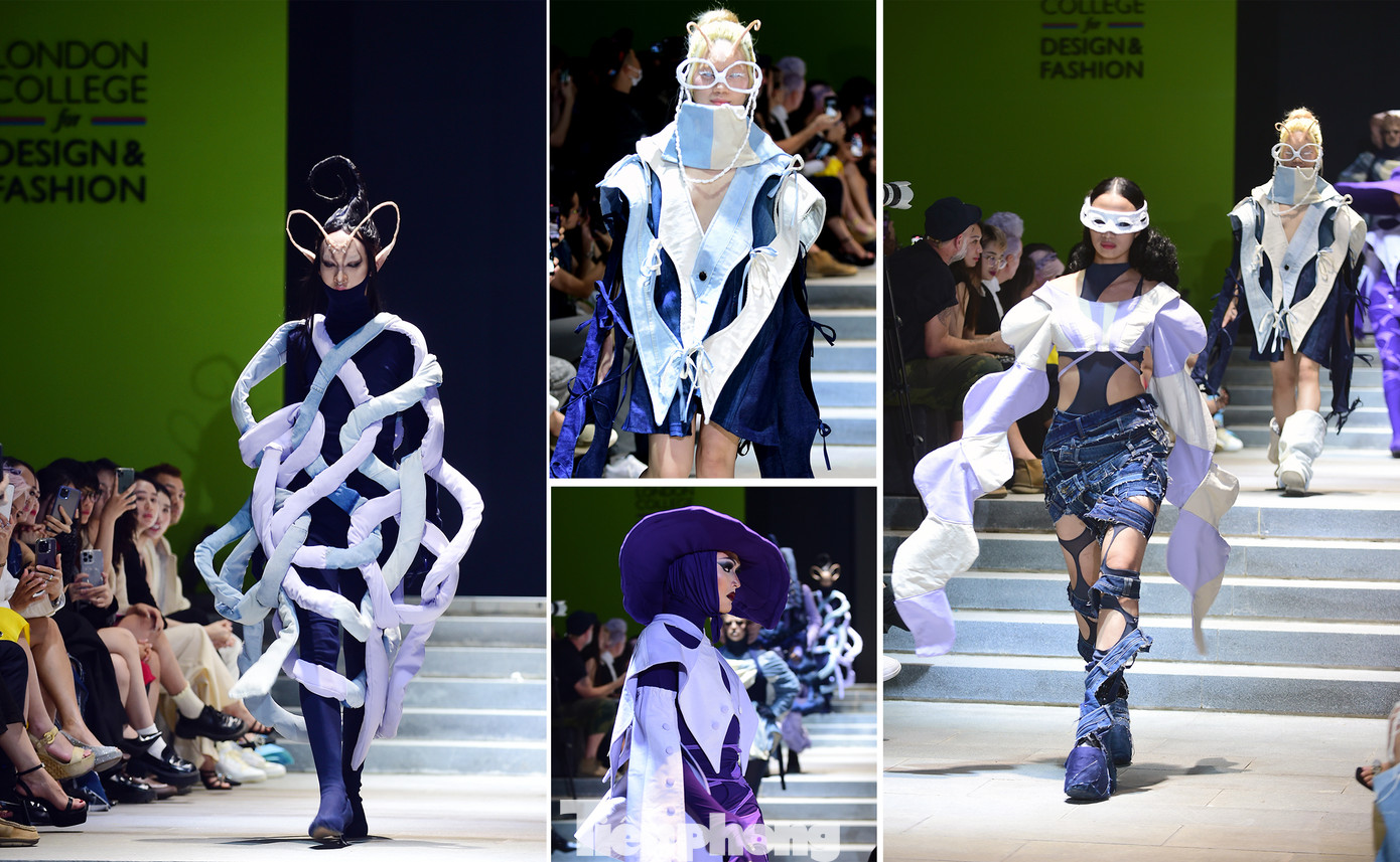 Tuần lễ thời trang gồm nhiều hoạt động: Triển lãm tác phẩm tốt nghiệp các ngành thời trang; talkshow và hội thảo từ các chuyên gia trong ngành công nghiệp thời trang; tư vấn phong cách thời trang; chương trình vì cộng đồng “Áo mới đến trường” và trình diễn thời trang những bộ sưu tập sáng tạo nhất trên sàn catwalk. Ảnh: Xuân Tùng