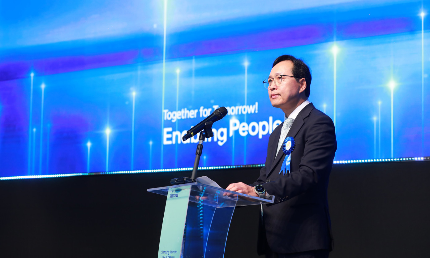 Ông Choi Joo Ho - Tổng Giám đốc Tổ hợp Samsung Việt Nam phát biểu tại sự kiện.
