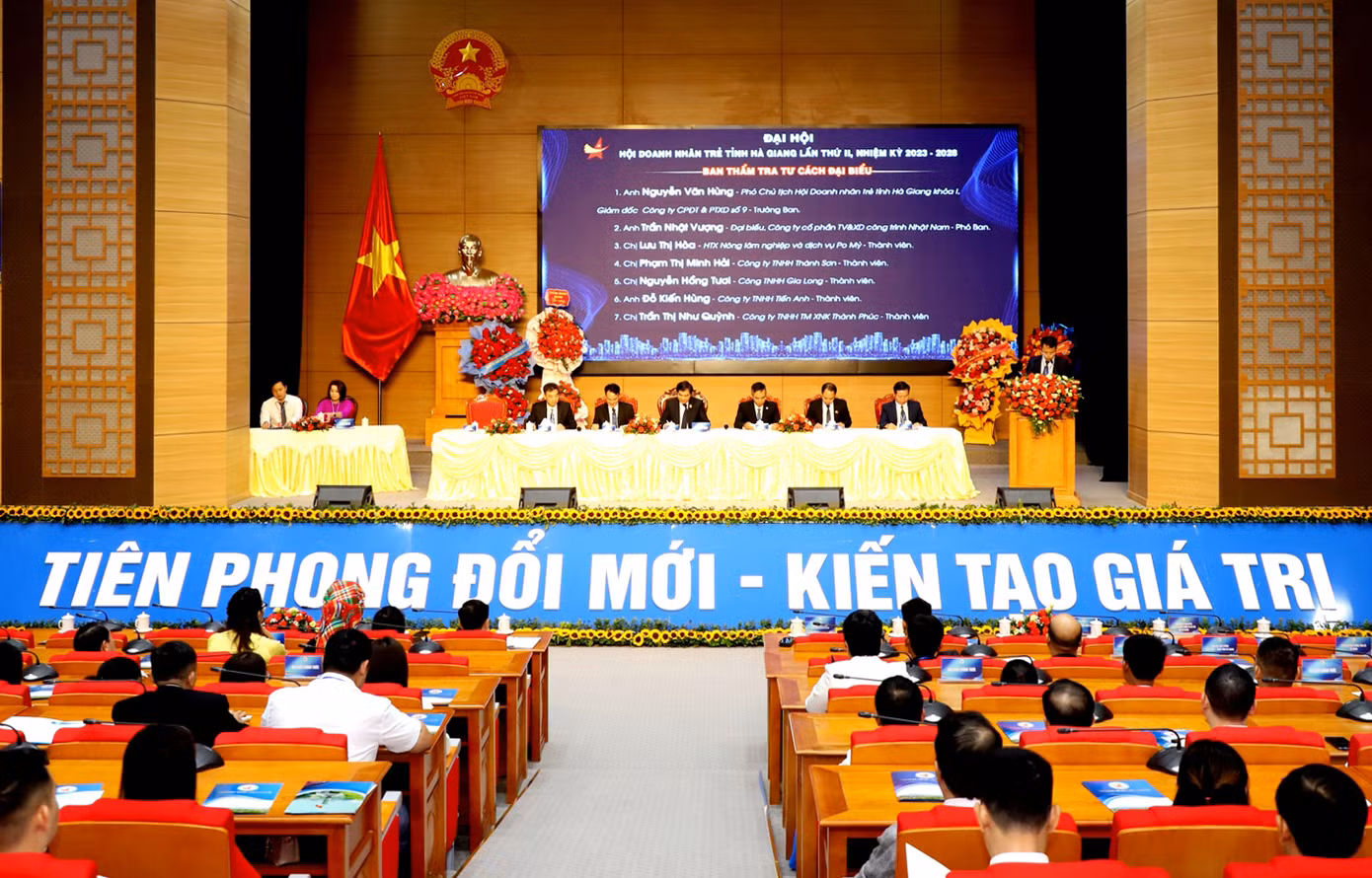 Đại hội Hội Doanh nhân trẻ Việt Nam tỉnh Hà Giang lần thứ II nhiệm kỳ 2023 - 2028. Ảnh: BTC