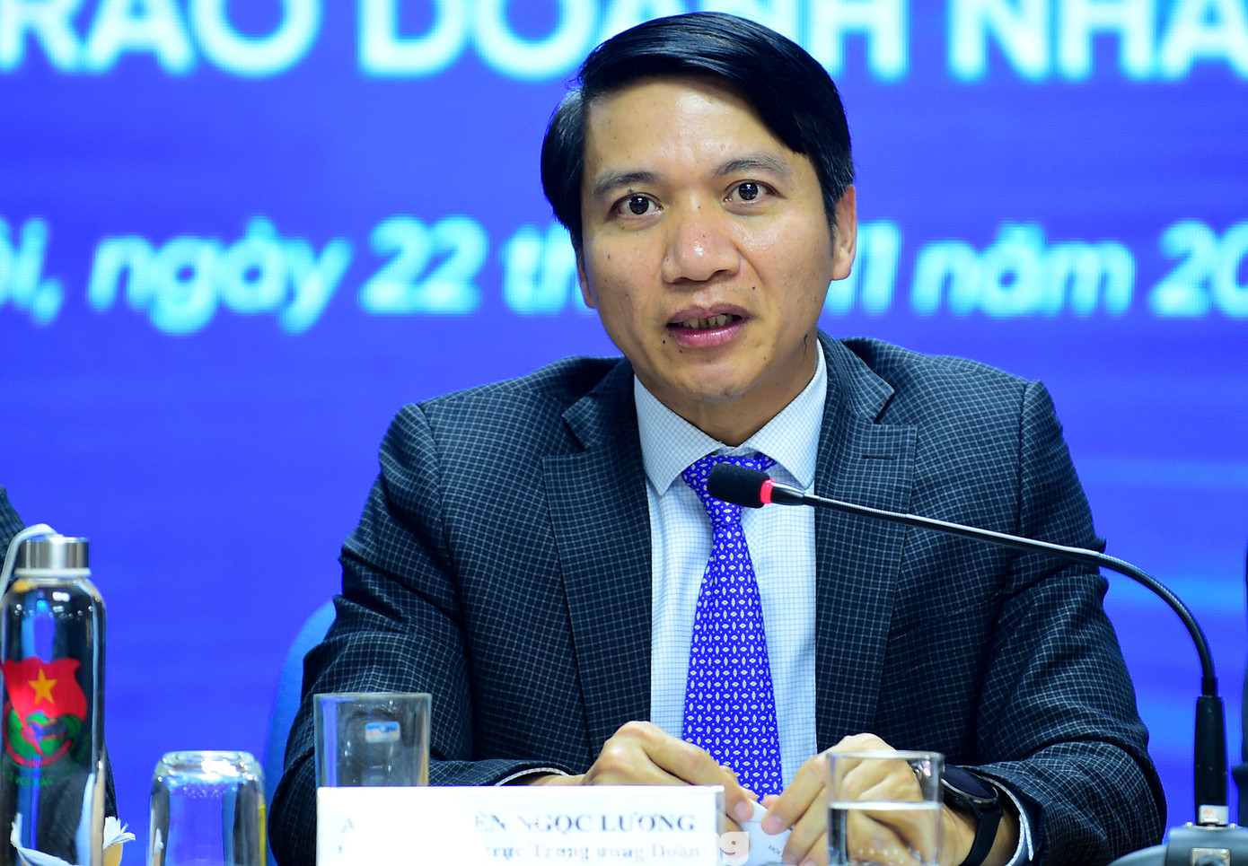 Anh Nguyễn Ngọc Lương trao đổi với báo chí tại chương trình. Ảnh: Xuân Tùng