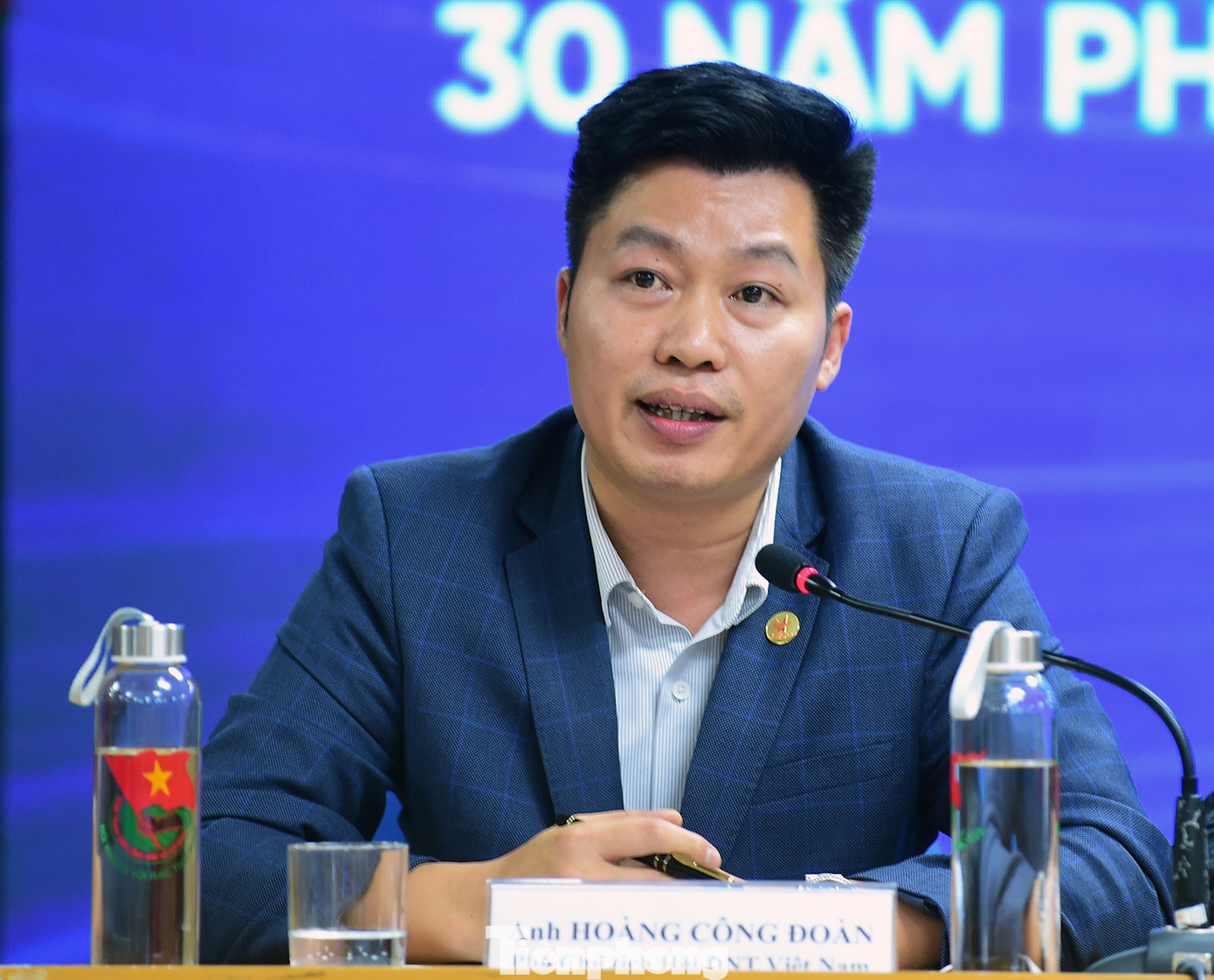 Anh Hoàng Công Đoàn cho biết trong giai đoạn tới, chương trình tìm kiếm, bình chọn doanh nhân trẻ khởi nghiệp xuất sắc hàng năm của Hội tiếp tục mở rộng và là động lực khích lệ tinh thần lập thân, lập nghiệp của thế hệ thanh niên trong cả nước. Ảnh: Xuân Tùng