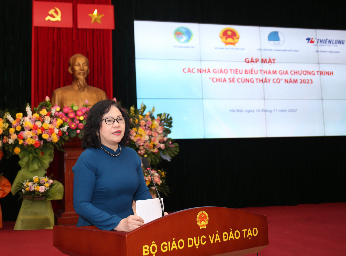 Thứ trưởng Bộ GD&amp;ĐT Ngô Thị Minh phát biểu tại chương trình. Ảnh: BTC