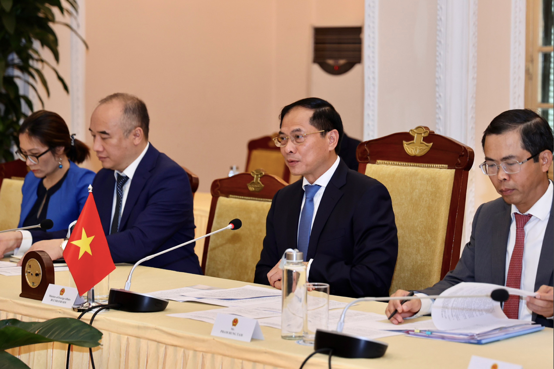 Bộ trưởng Ngoại giao Bùi Thanh Sơn tại cuộc họp. (Ảnh: Như Ý)