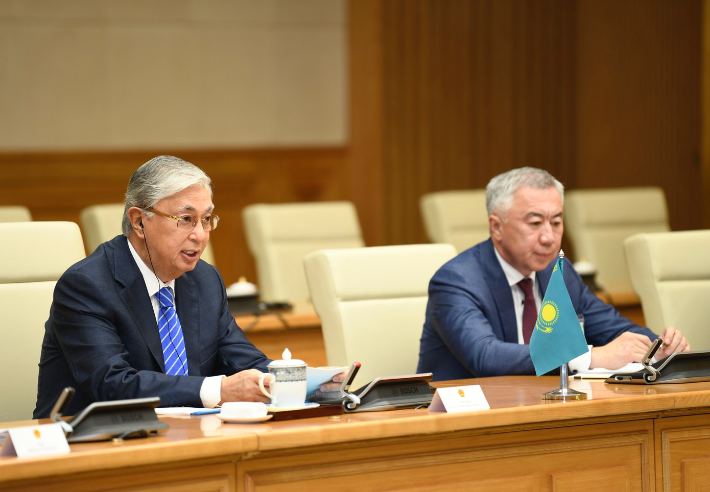 Tổng thống Kazakhstan tại cuộc hội kiến. (Ảnh: Như Ý)