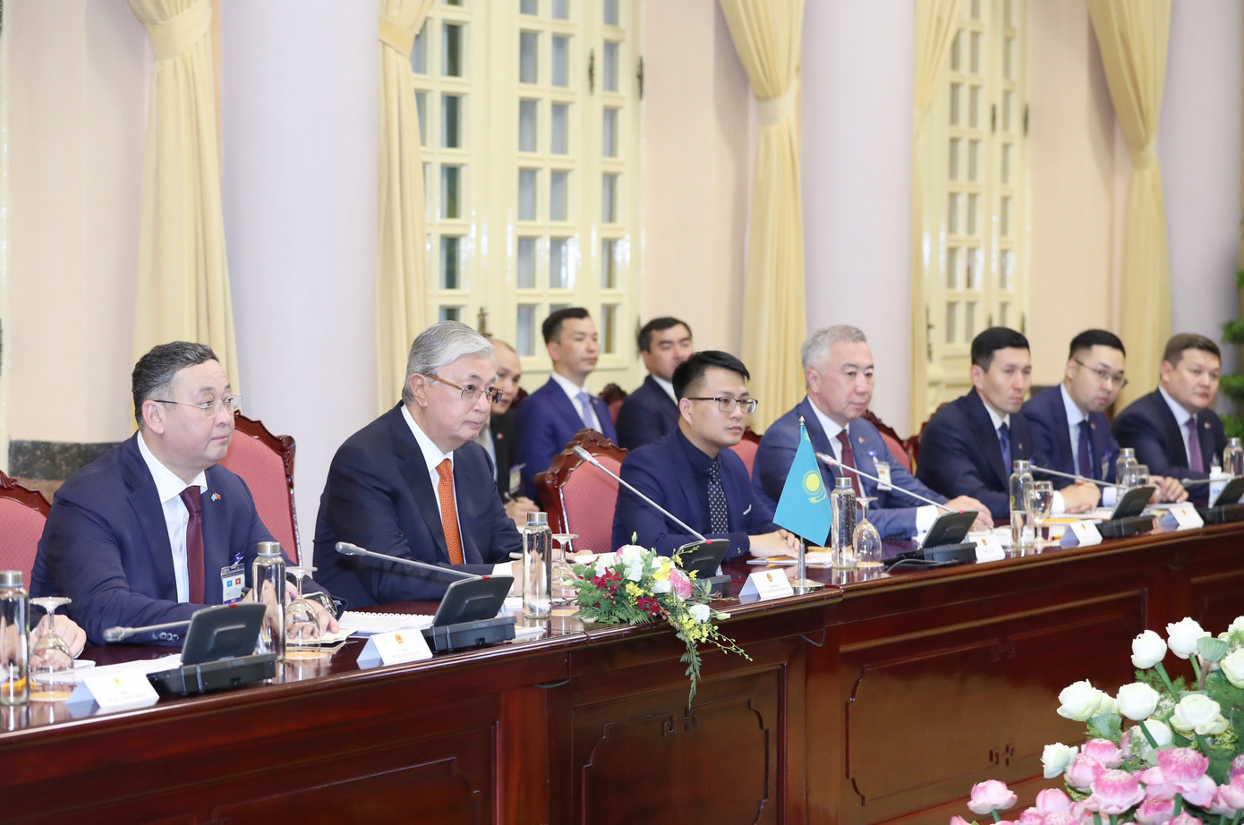 Tổng thống Kazakhstan Kassym Jomart Tokayev tại cuộc hội đàm. (Ảnh: Như Ý)