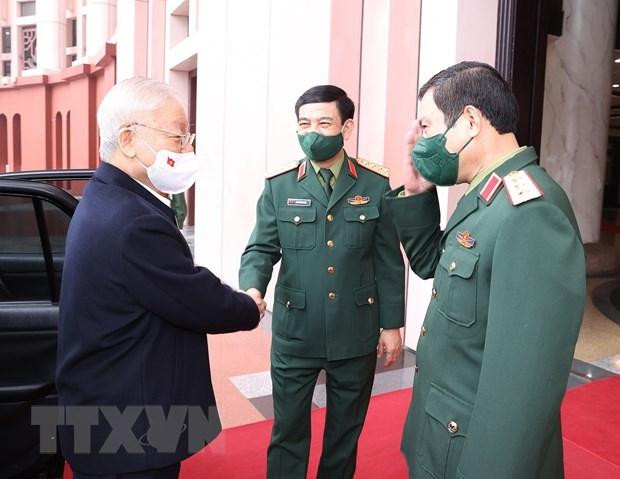 Tổng Bí thư Nguyễn Phú Trọng, Bí thư Quân ủy Trung ương đến dự Hội nghị. (Ảnh: Trí Dũng/TTXVN) Tổng Bí thư Nguyễn Phú Trọng, Bí thư Quân ủy Trung ương đến dự Hội nghị. (Ảnh: Trí Dũng/TTXVN)