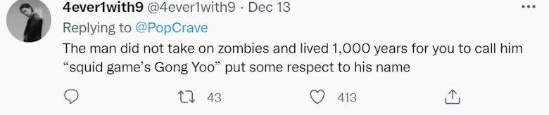 Một dân mạng yêu cầu tôn trọng tên của Gong Yoo.