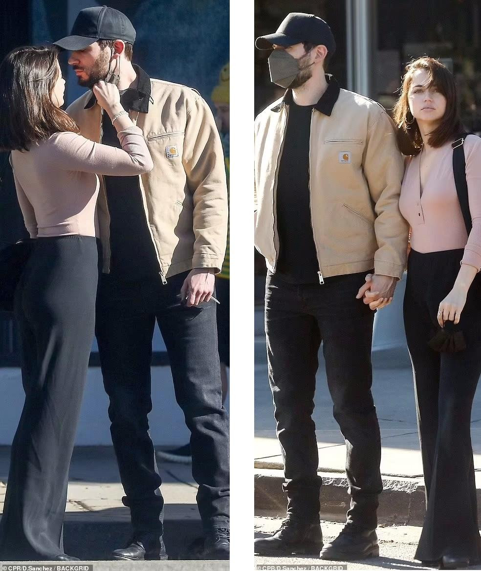 Sau đó, cô đeo lại khẩu trang cho người yêu để bảo vệ anh khỏi COVID-19. Trong chuyến dạo phố, Ana mặc trang phục kín đáo, thanh lịch, nhưng vẫn tôn được vòng eo bé xíu và vòng ba đầy đặn quyến rũ.