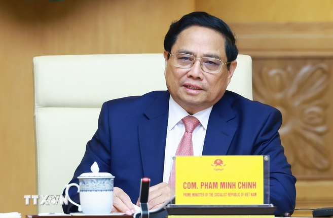 Thủ tướng Phạm Minh Chính tại cuộc tiếp. (Ảnh: TTXVN)