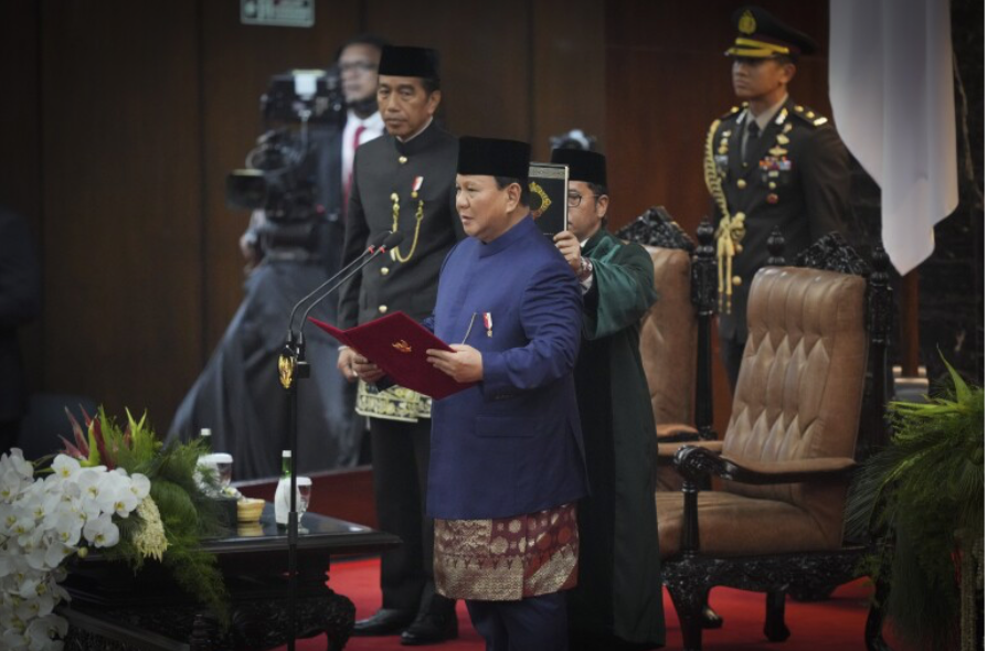 Tổng thống Prabowo Subianto phát biểu nhậm chức. (Ảnh: AP)