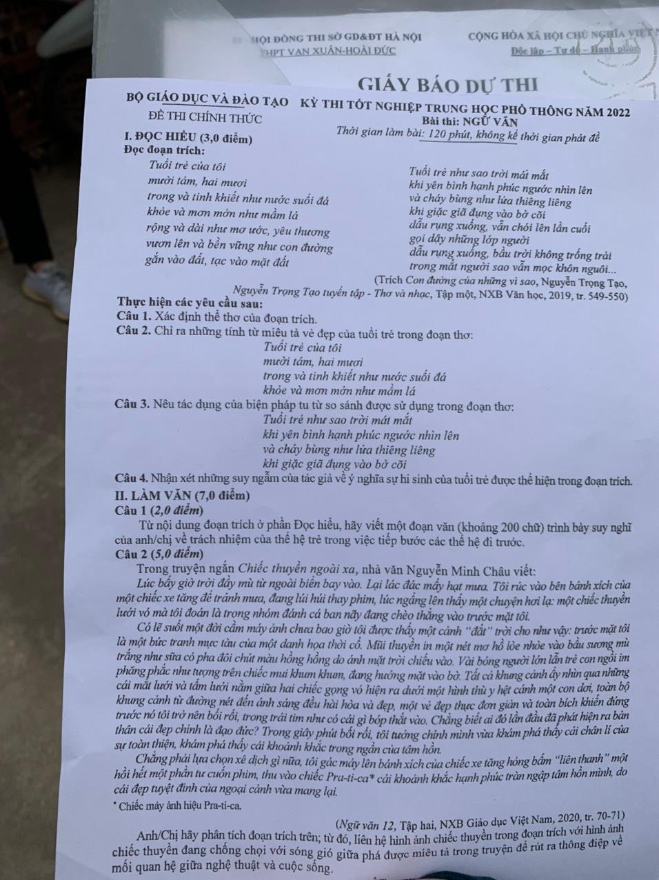 Đề thi Ngữ văn
