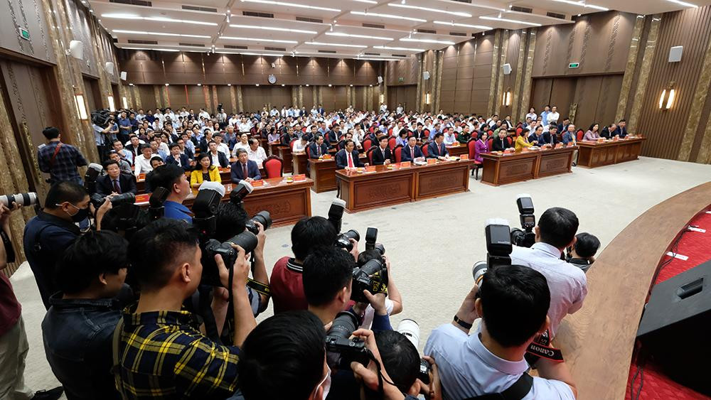 Hội nghị nhận được sự quan tâm của đông đảo cơ quan báo chí T.Ư và Hà Nội. Ảnh: Mạnh Thắng