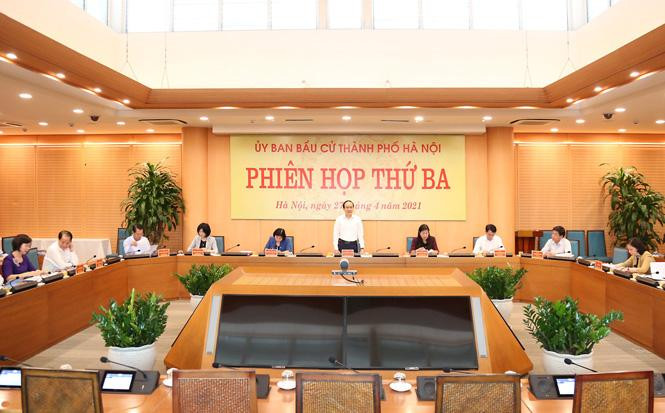 Phiên họp Uỷ ban bầu cử thành phố Hà Nội sáng 27/4