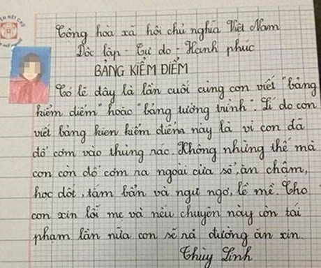 Bản kiểm điểm của bé “lười học, tắm bẩn” hút dân mạng ảnh 1 Bản kiểm điểm của bé “lười học, tắm bẩn” hút dân mạng ảnh 1