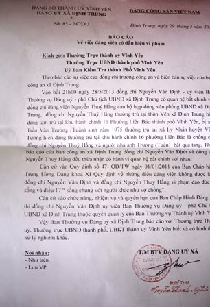 Báo cáo của Thường trực Đảng ủy UBND xã Định Trung.... Báo cáo của Thường trực Đảng ủy UBND xã Định Trung...