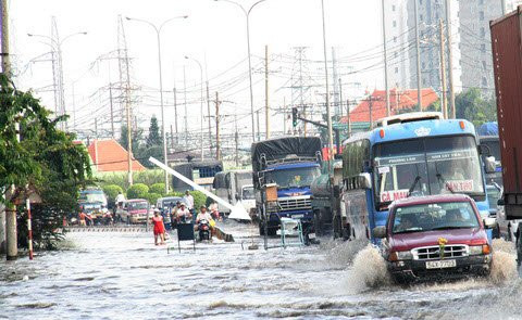 Hàng rào cảnh báo được người dân lập lên (mũi tên). Hàng rào cảnh báo được người dân lập lên (mũi tên)