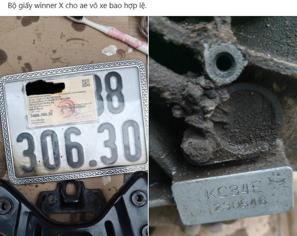 Bộ số khung, số máy, cà vẹt xe được rao bán riêng (Ảnh: Mạng xã hội).