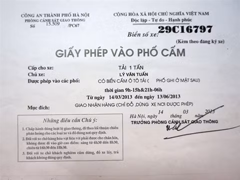 Xe tải dưới 1,25 không phải giấy phép, Phòng CSGT Công an Hà Nội cấp để làm gì?
