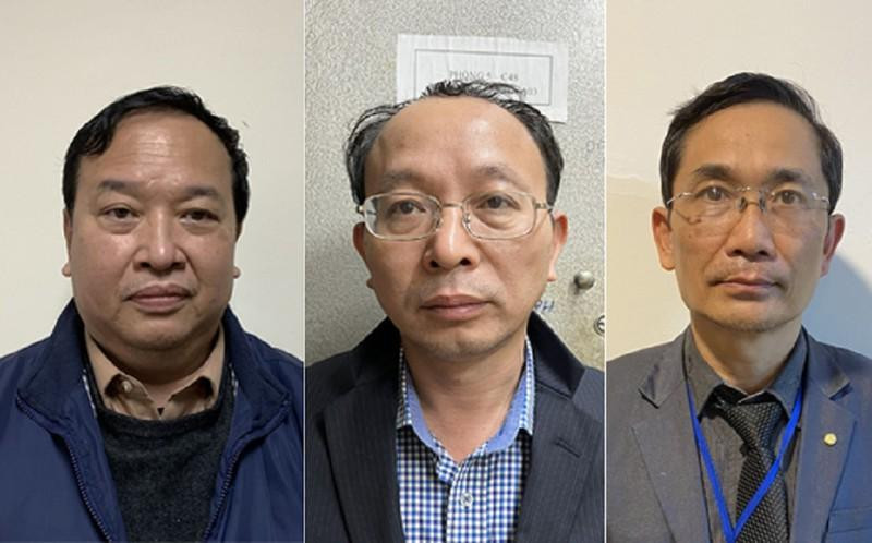 Ba bị can Nguyễn Minh Tuấn, Nguyễn Nam Liên và Trịnh Thanh Hùng (từ trái qua). Ảnh: BCA Ba bị can Nguyễn Minh Tuấn, Nguyễn Nam Liên và Trịnh Thanh Hùng (từ trái qua). Ảnh: BCA