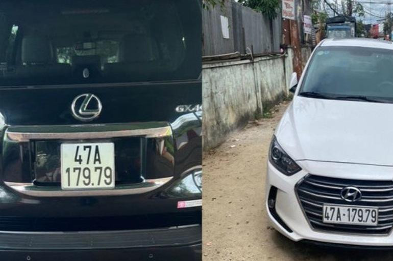 Hai chiếc xe ô tô cùng trùng biển số 47A-179.79 (được luận thành "2 ông thần tài lớn"). Ảnh: DT
