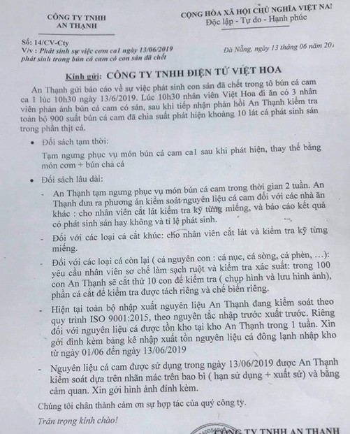 Xác minh thông tin phát hiện sán trong tô bún cá của công nhân Đà Nẵng ảnh 2
