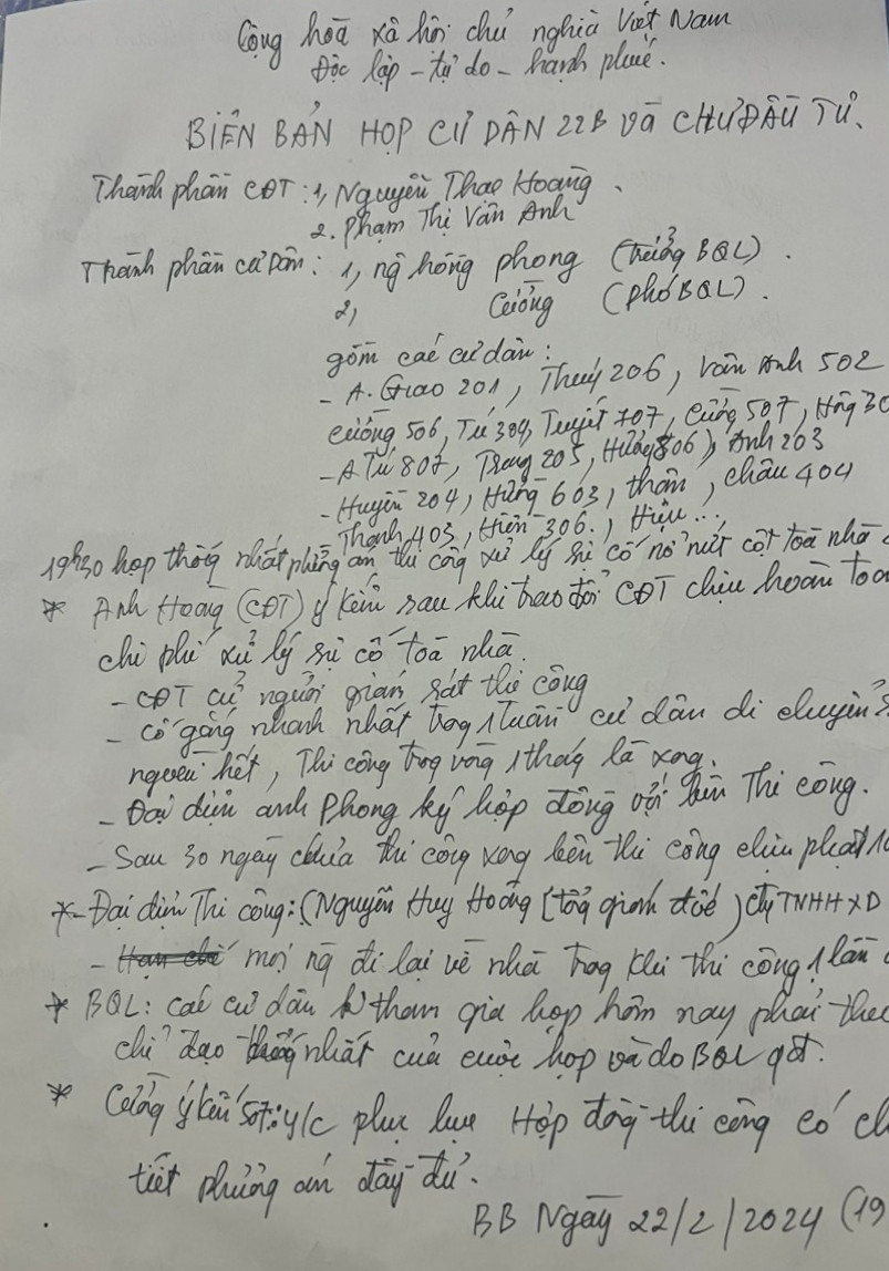 Theo biên bản cuộc họp giữa cư dân và chủ đầu tư diễn ra vào ngày 22/2, chủ đầu tư chung cư mini là bà Phạm Thị Vân Anh và ông Nguyễn Thạc Hoàng và các hộ dân đã thống nhất phương án xử lý sự cố nứt cột tòa nhà là chủ đầu tư sẽ chịu hoàn toàn trách nhiệm, chi phí sửa chữa. Theo biên bản cuộc họp giữa cư dân và chủ đầu tư diễn ra vào ngày 22/2, chủ đầu tư chung cư mini là bà Phạm Thị Vân Anh và ông Nguyễn Thạc Hoàng và các hộ dân đã thống nhất phương án xử lý sự cố nứt cột tòa nhà là chủ đầu tư sẽ chịu hoàn toàn trách nhiệm, chi phí sửa chữa.