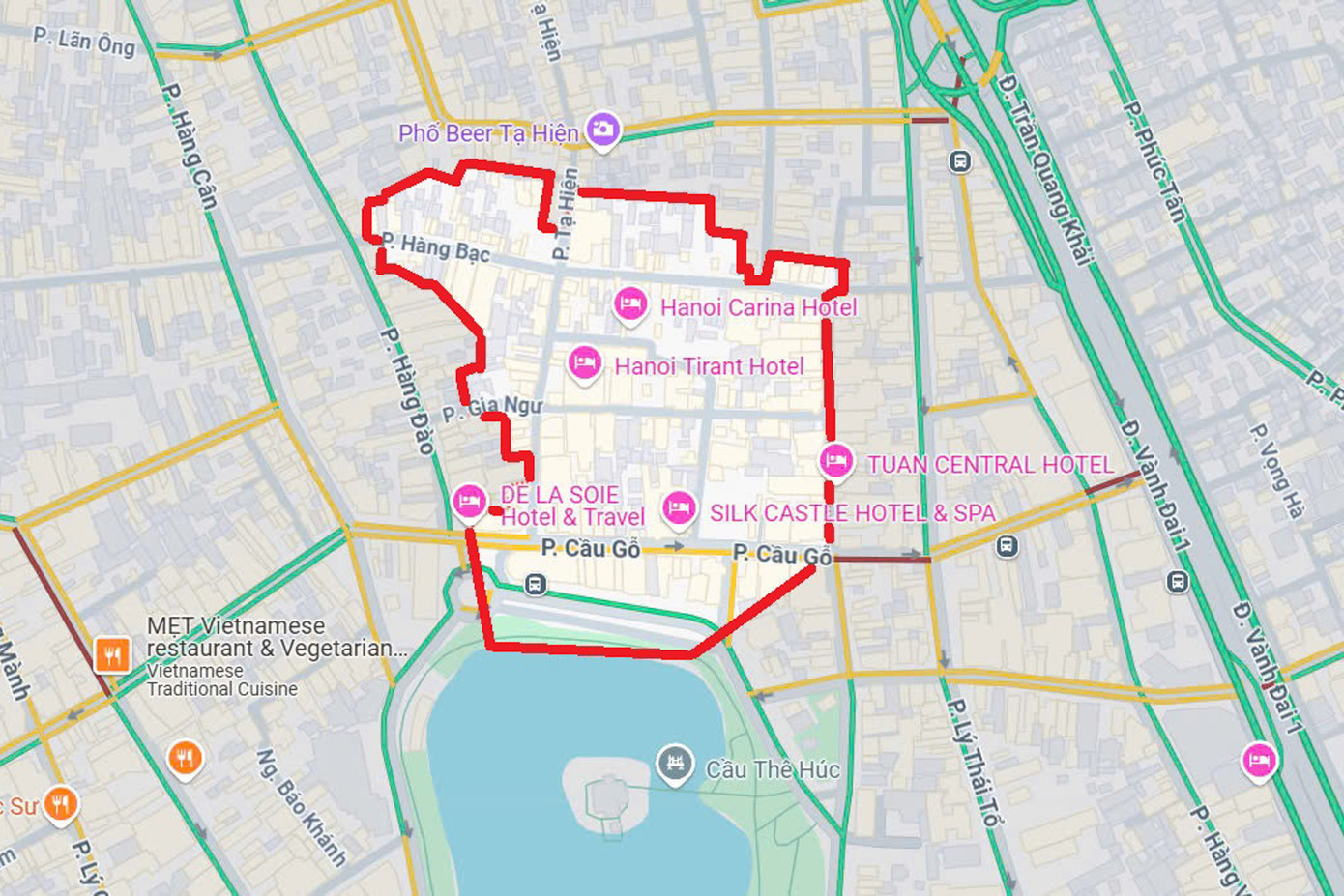 Vị trí phường Hàng Bạc (quận Hoàn Kiếm). Ảnh: Google Maps