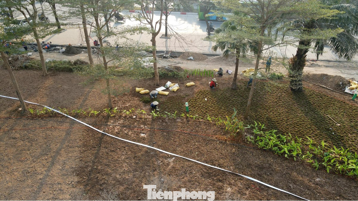 Thảm cỏ mới và cây xanh được trồng mới và cắt tỉa. Được biết, trên công trường hiện tại có khoảng gần 150 công nhân cùng hàng chục máy móc (thuộc 3 nhà thầu) đang thi công tại đây. Thảm cỏ mới và cây xanh được trồng mới và cắt tỉa. Được biết, trên công trường hiện tại có khoảng gần 150 công nhân cùng hàng chục máy móc (thuộc 3 nhà thầu) đang thi công tại đây.