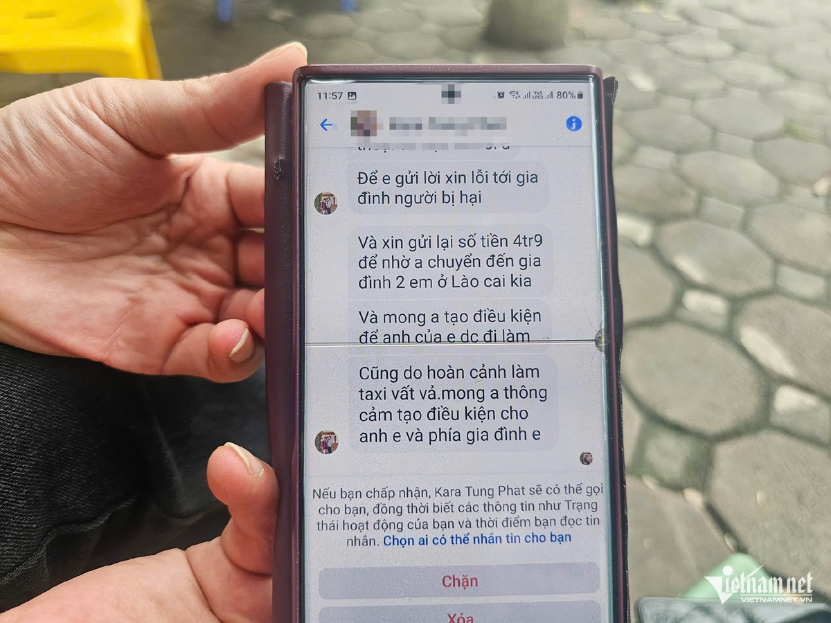 Tin nhắn được cho là của người thân tài xế lái xe taxi "chặt chém khách" 4,2 triệu đồng.