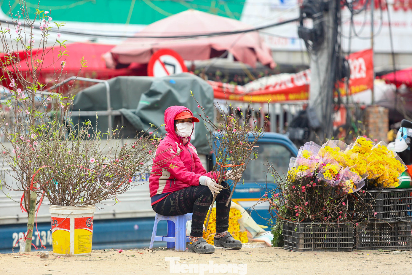 Bán chạy nhất là những cành đào nho nhỏ có giá 80.000 đồng.