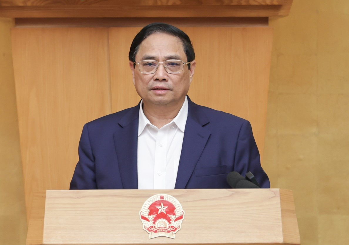Thủ tướng Phạm Minh Chính phát biểu kết luận phiên họp Chính phủ thường kỳ. Ảnh: Nhật Bắc