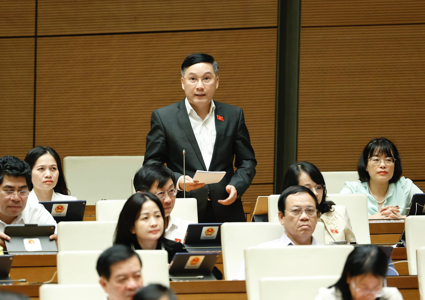 ĐBQH Lê Hoàng Anh nêu câu hỏi chất vấn. Ảnh: Như Ý