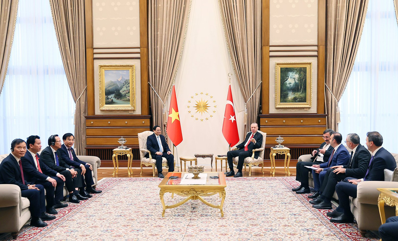 Thủ tướng Phạm Minh Chính hội kiến Tổng thống Thổ Nhĩ Kỳ Recep Tayyip Erdogan.