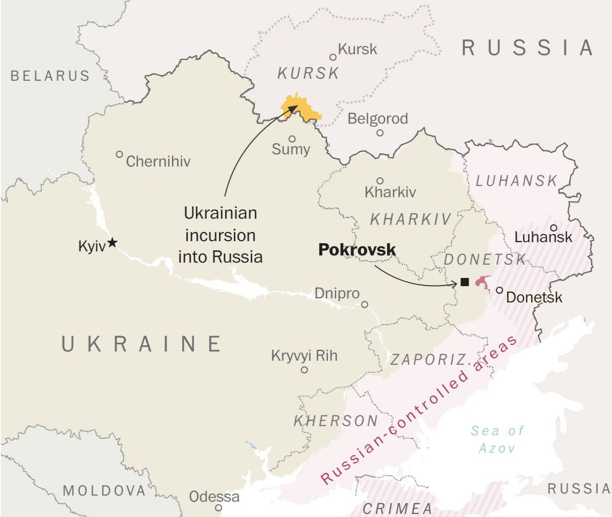 Vị trí Pokrovsk. (Ảnh: WP)