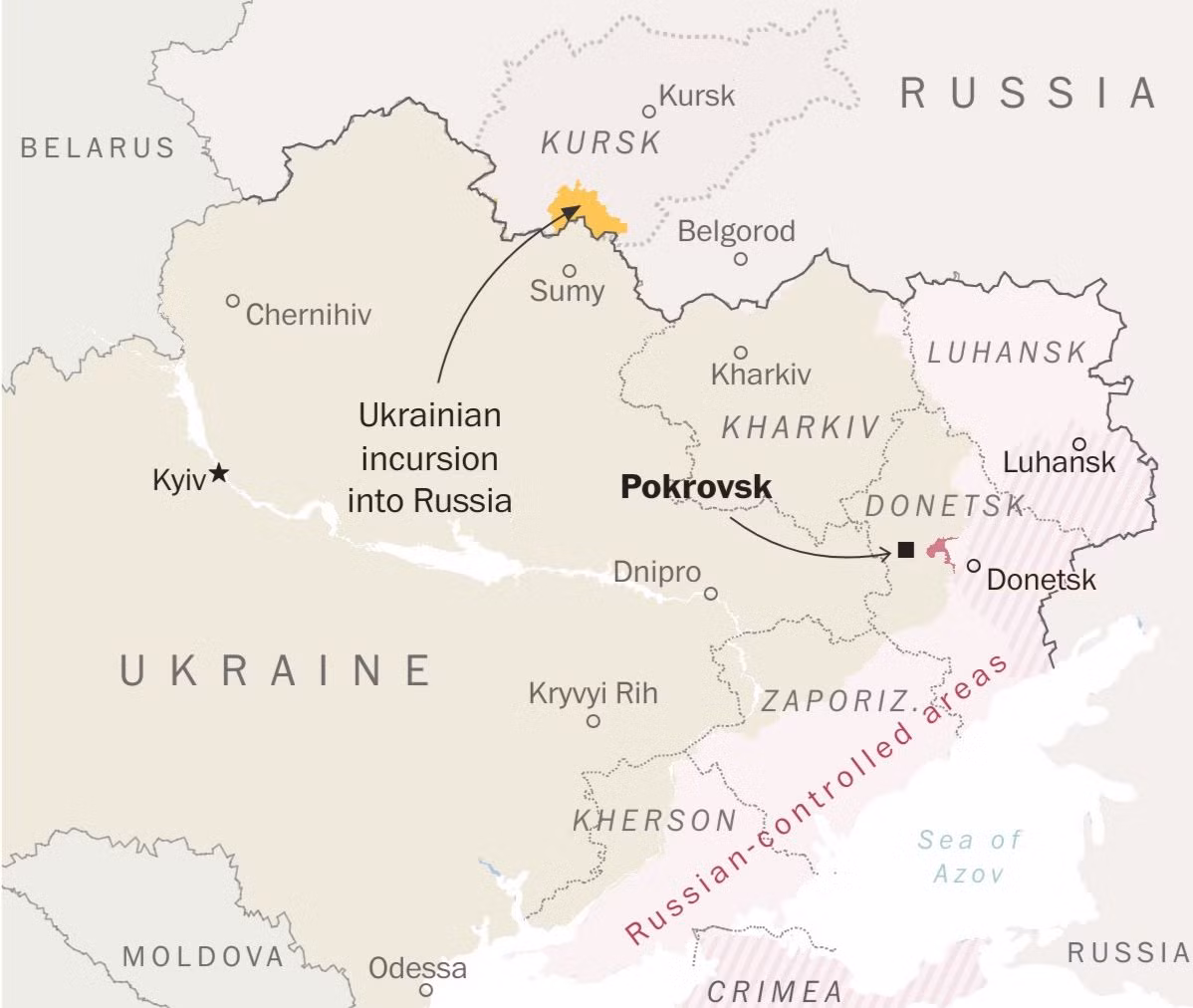 Vị trí Pokrovsk. (Ảnh: WP) Vị trí Pokrovsk. (Ảnh: WP)
