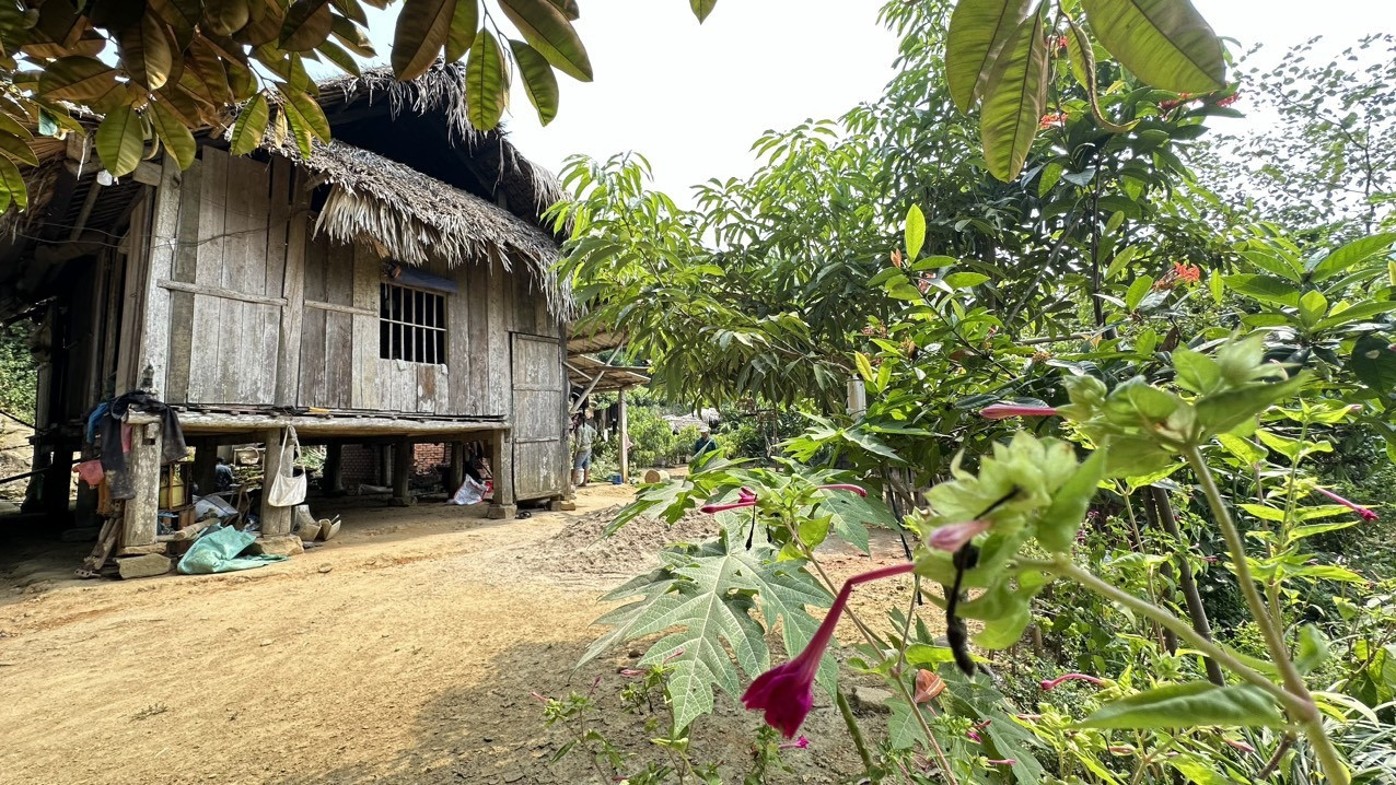 Cặp vợ chồng người Pháp lưu trú tại ngôi nhà sàn đặc trưng của bà con dân tộc Mường ở xã Long Cốc. Cặp vợ chồng người Pháp lưu trú tại ngôi nhà sàn đặc trưng của bà con dân tộc Mường ở xã Long Cốc.