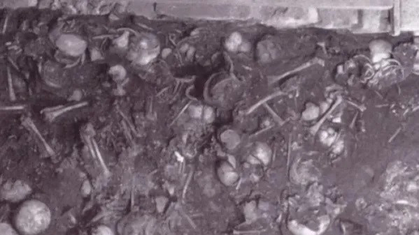 Một bức ảnh về bộ xương còn sót lại ở Templo Mayor. (Ảnh: INAH, El Colegio Nacional)