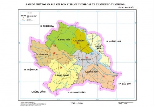 Bản đồ phương án sắp xếp đơn vị hành chính cấp xã thành phố Thanh Hóa Bản đồ phương án sắp xếp đơn vị hành chính cấp xã thành phố Thanh Hóa