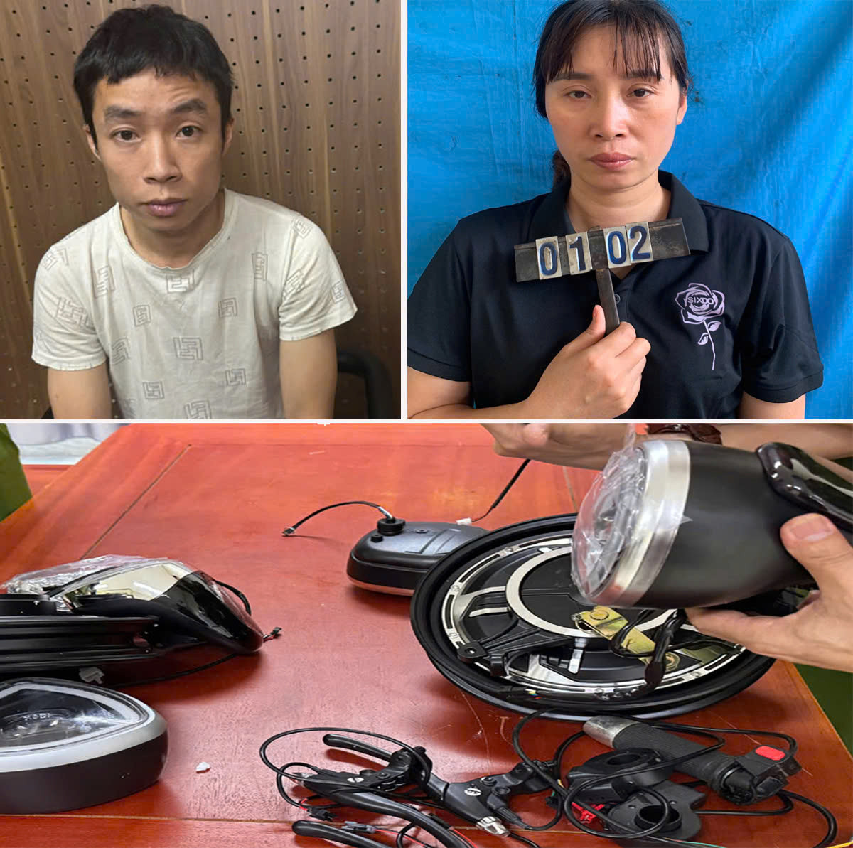 Vân và Hưng cùng các tang vật Vân và Hưng cùng các tang vật