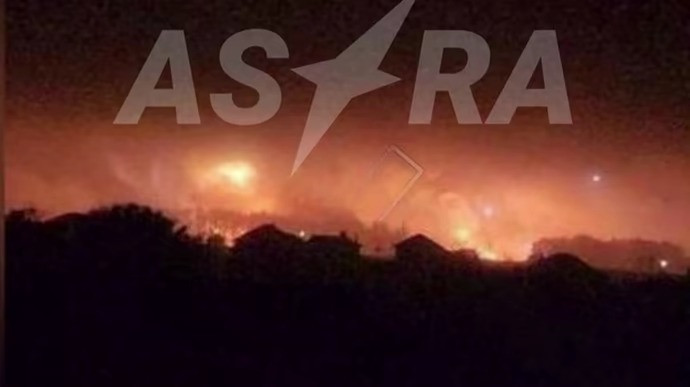 Hình ảnh được cho là đám cháy sau vụ tấn công ở Lipetsk. (Ảnh: Astra)