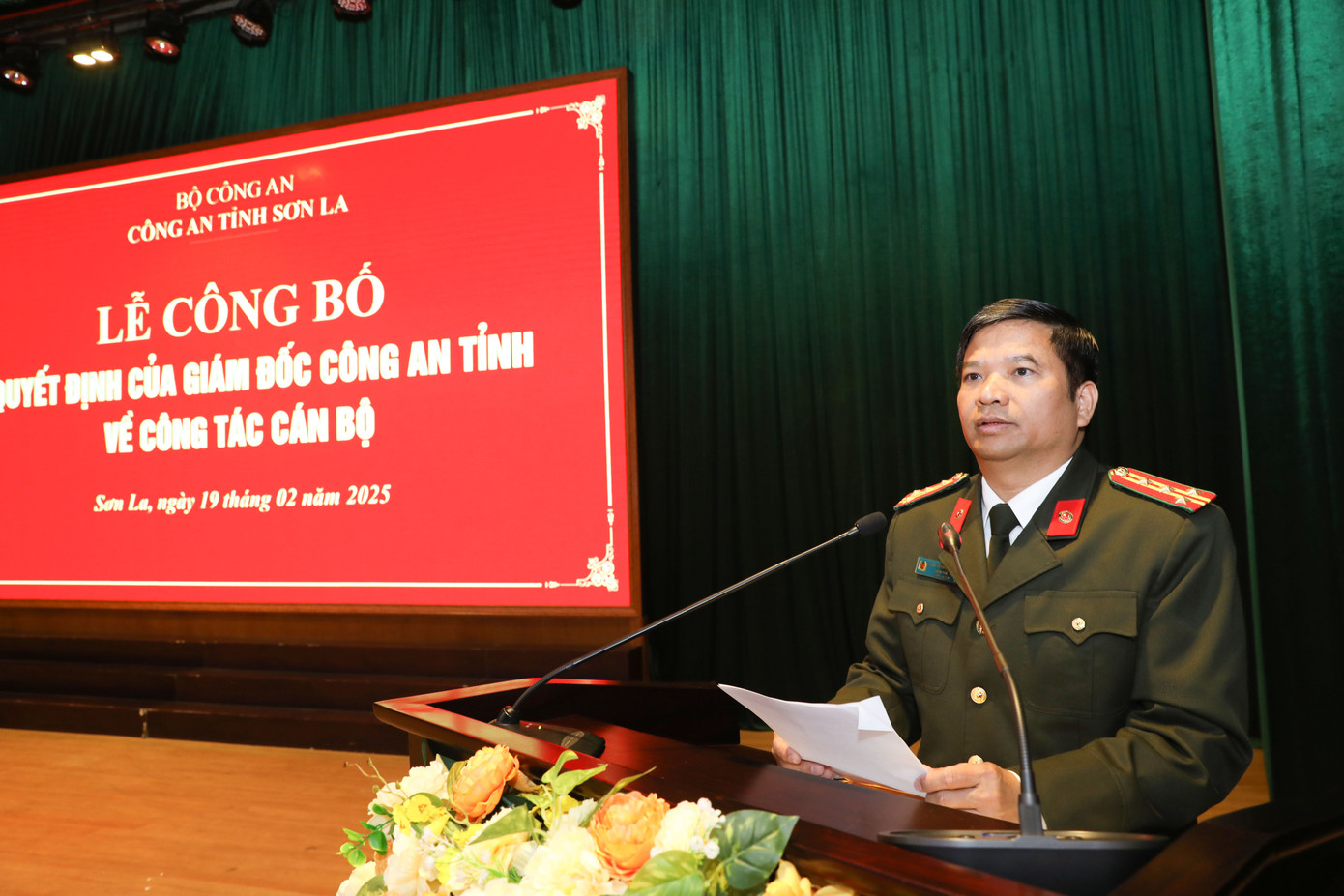 Đại tá Đặng Trọng Cường – Giám đốc Công an tỉnh Sơn La phát biểu. Ảnh: Cao Thiên