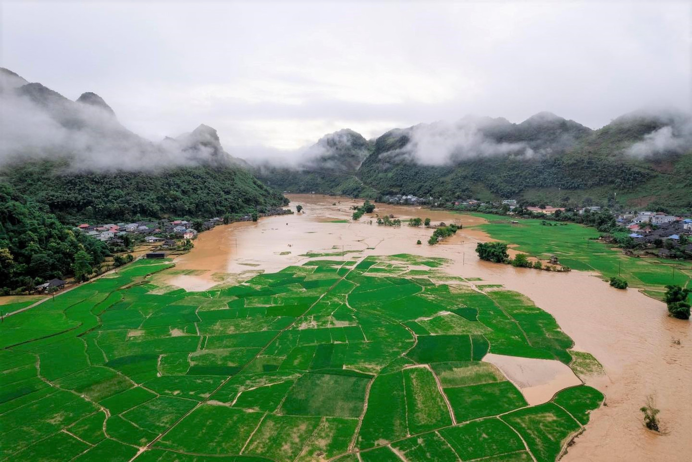 Nhiều diện tích hoa màu của bà con tiếp tục bị nhấn chìm. Ảnh: Nam Châm