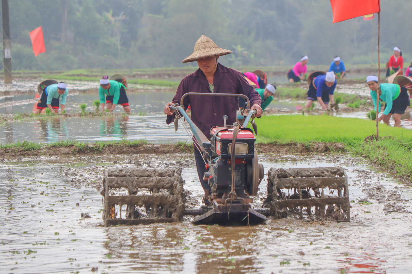Sau chương trình nghệ thuật chào mừng là nghi thức xuống đồng.