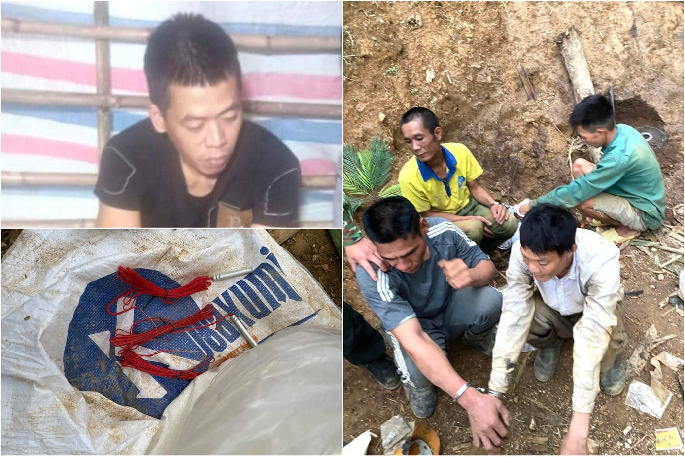 Các đối tượng và tang vật bị lực lượng công an thu giữ. Ảnh: CACC. Các đối tượng và tang vật bị lực lượng công an thu giữ. Ảnh: CACC.