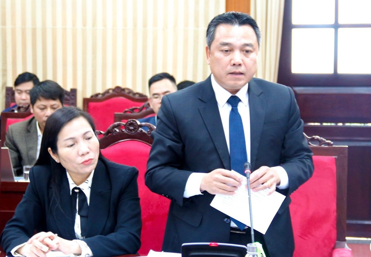 Lãnh đạo Huyện ủy Mộc Châu phát biểu. Ảnh: Báo Sơn La.