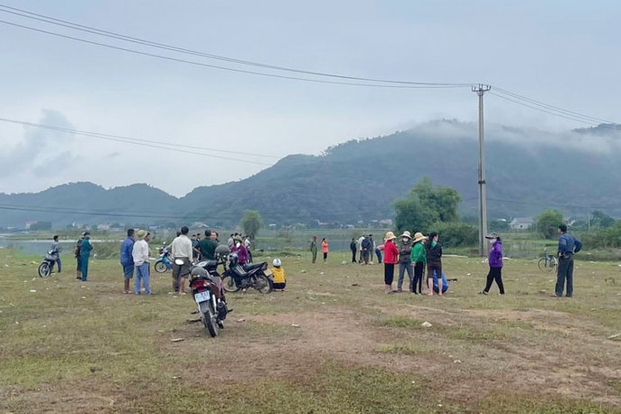 Hiện trường nơi xảy ra vụ đuối nước. Ảnh: Báo Thái Nguyên.