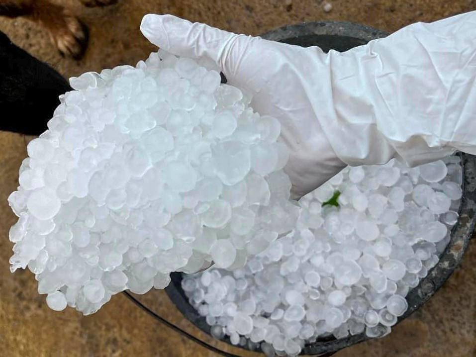 Rất may, mưa đá không gây thiệt hại về người và nhà cửa.