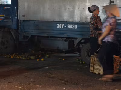 Những loại hoa quả vứt dưới gầm xe này sẽ được nhặt nhạnh và bán với giá bèo. Những loại hoa quả vứt dưới gầm xe này sẽ được nhặt nhạnh và bán với giá bèo